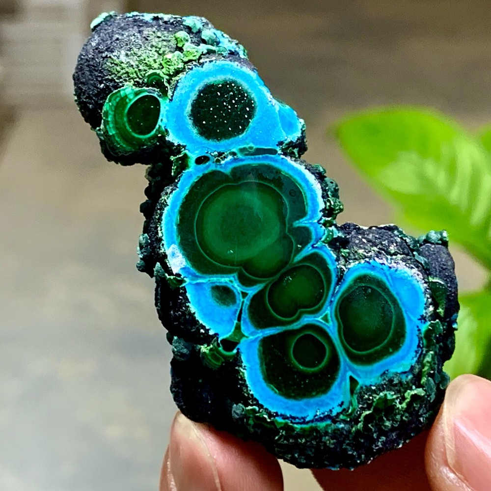 48G Natural Chrysocolla/Malachite transparent cluster rough mineral sample