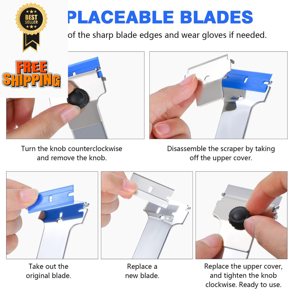 Giramika Razor Blade Scraper Tool with 20 Extra Long Handle