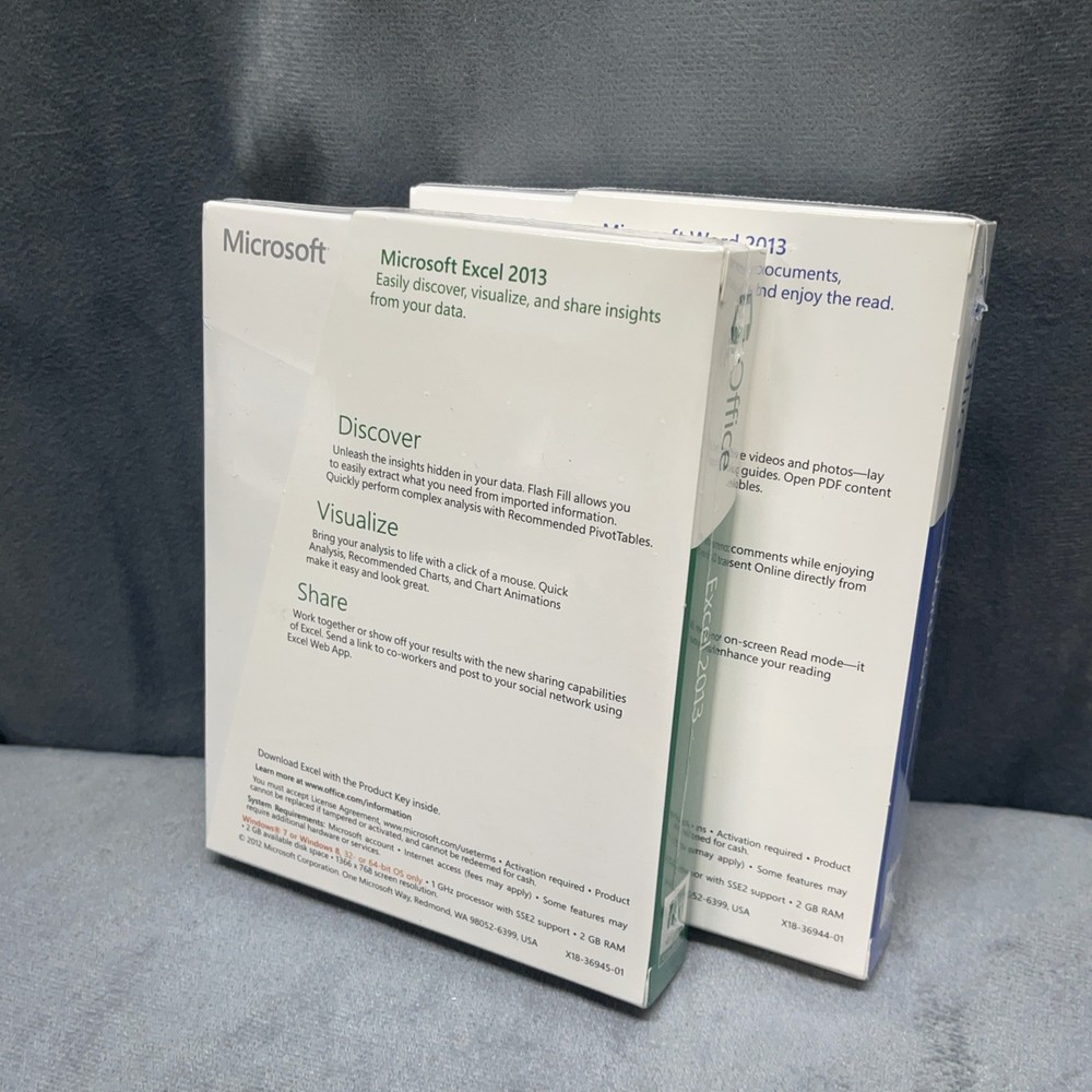 Microsoft Word 2013 & Microsoft Excel 2013 Key Cards In Sealed Boxes 1 PC