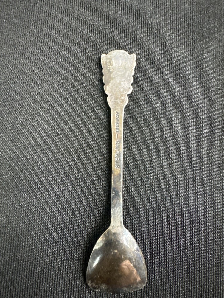 David Andersen Sterling Viking Ship Salt Cellar Oxidized W/ Spoon - Norway