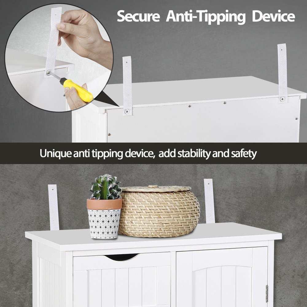 Bathroom Storage Cabinet Freestanding Floor Storage Cupboard Adjustable Shelf