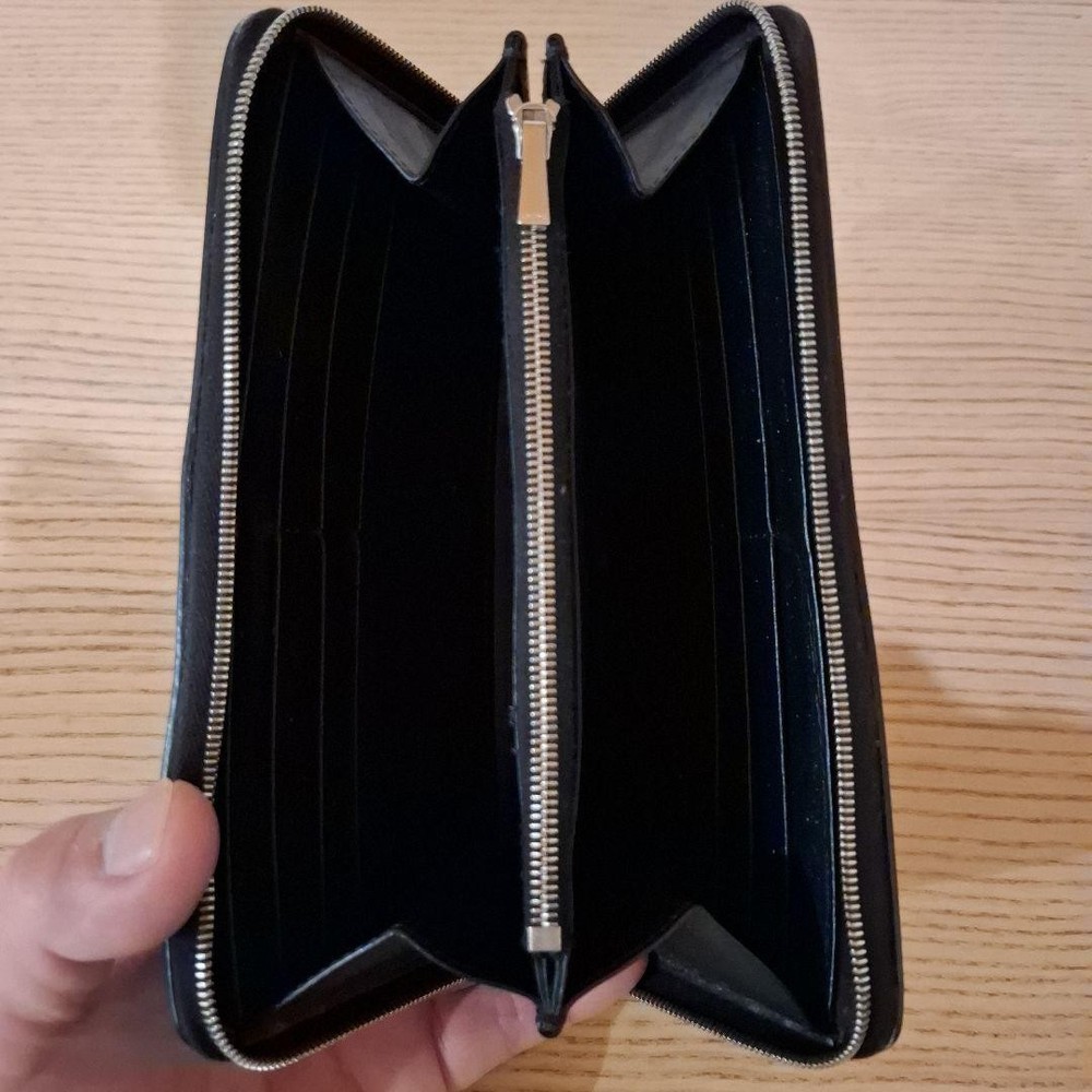 CELINE Black Leather Long Wallet From Japan