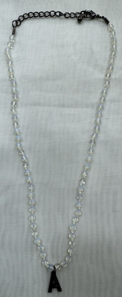 Handmade + Knotting Unique Adjustable Initial Necklace with Moonstone, Letter A