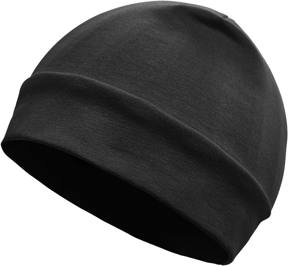 Unisex Cotton Beanie Hat Thin Running Skull Cap Winter Summer One Size, Black