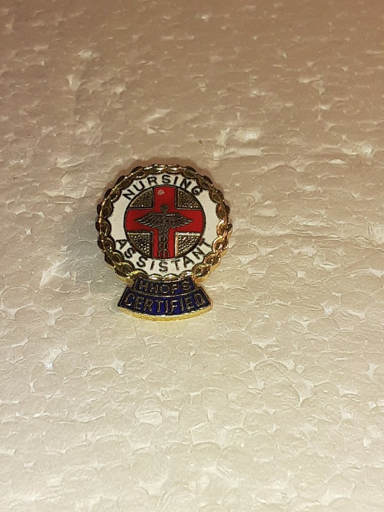VINTAGE NURSING ASSISTANT HHOPS CERTIFIED LAPEL PIN