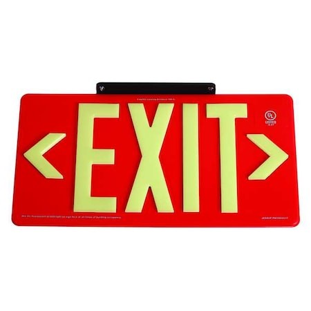 Exit Sign, Plastic, 15-7/8" W, 8-5/8" H, Exit (Double Arrows), Red, Gran1382