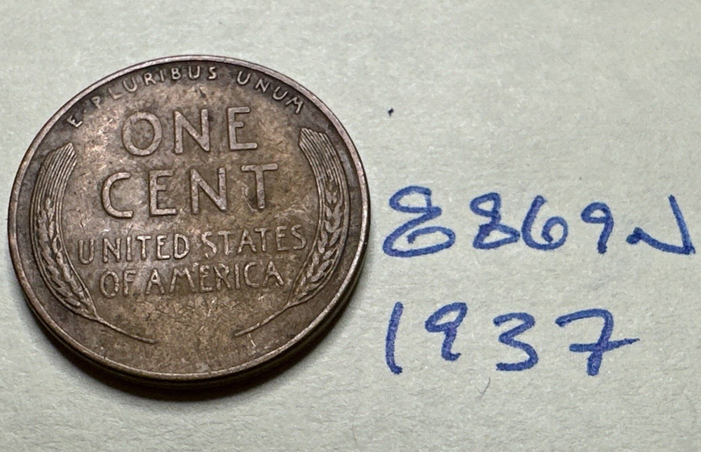 1937 1C Lincoln Cent WHEAT PENNY 8869N