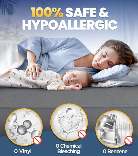 BITEANY 100% WATERPROOF KING MATTRESS PROTECTOR - GRAY