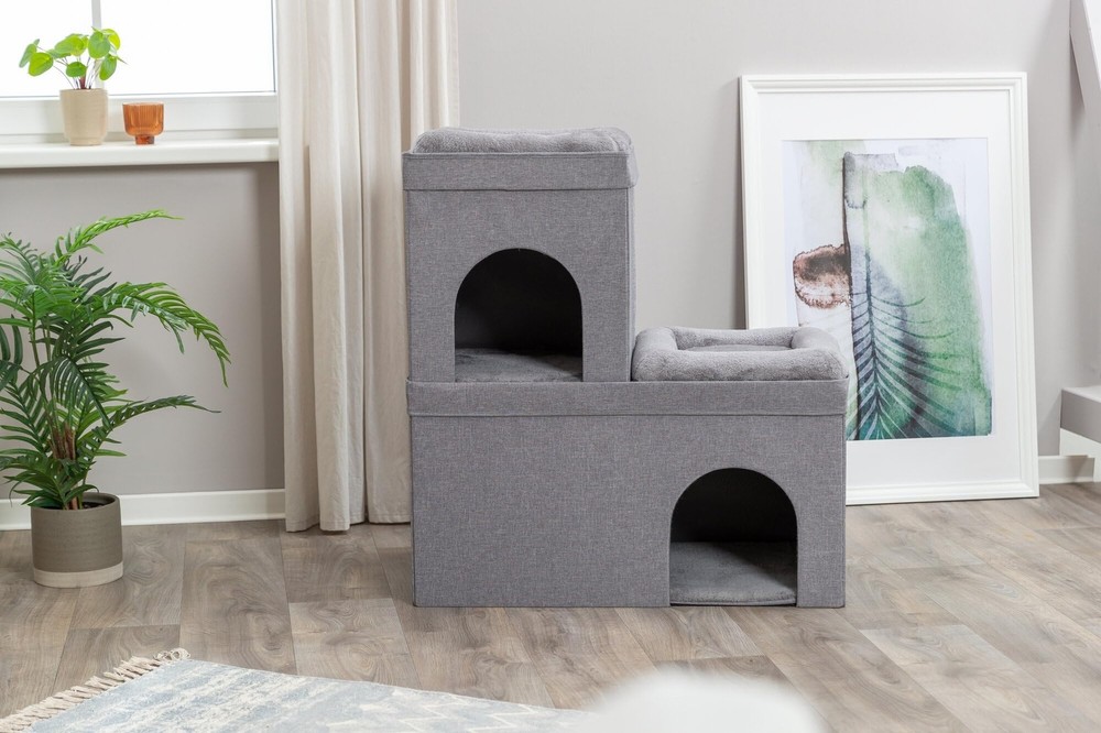 TRIXIE Crazy Cube Stackable Cat Condo, Indoor Cat House with Scratching Pad, ...
