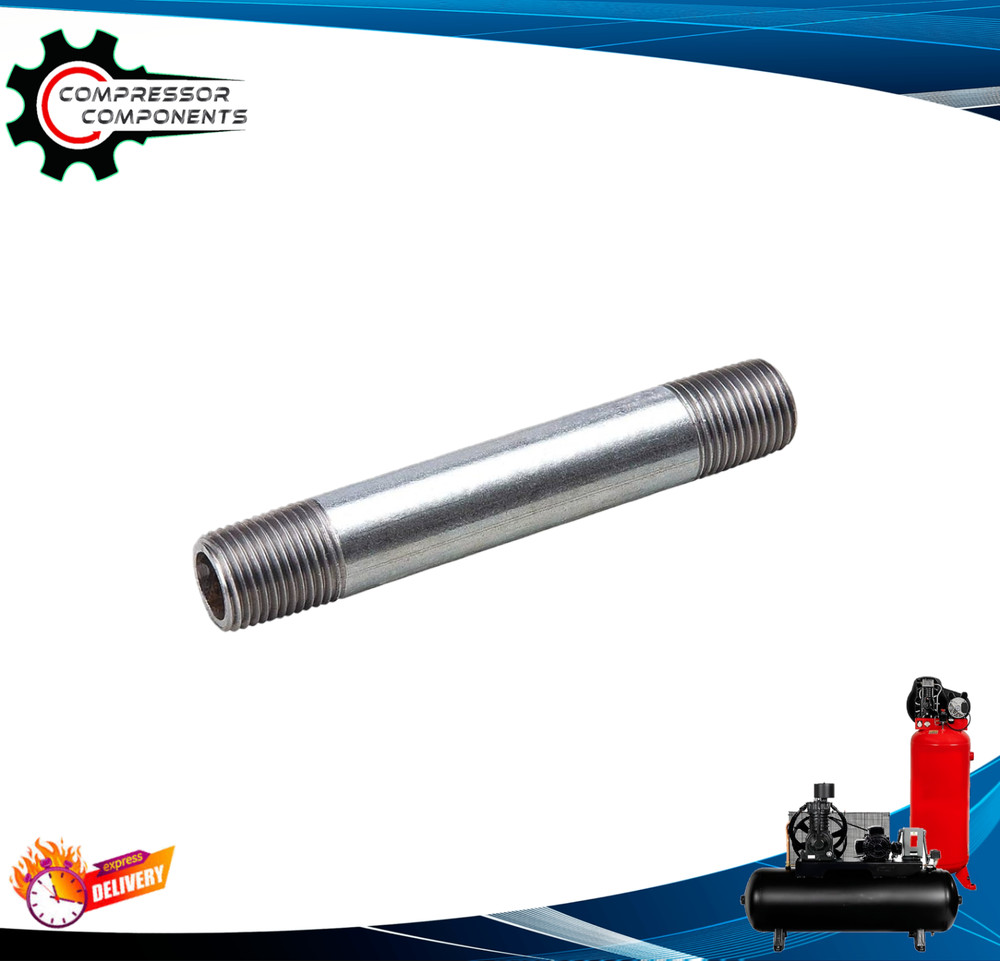 1/4" MNPT X 2" Long Threaded Galvanized Pipe Nipple