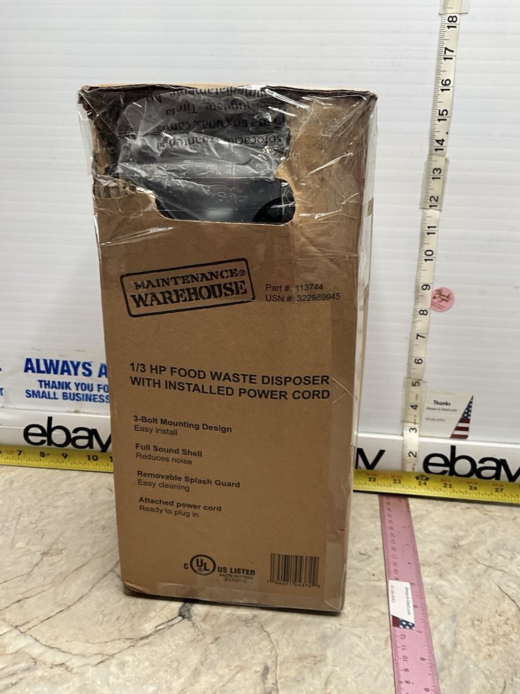 Maintenance Warehouse Food Waste Disposer 1/3 HP W Power Cord 113744 Disposal