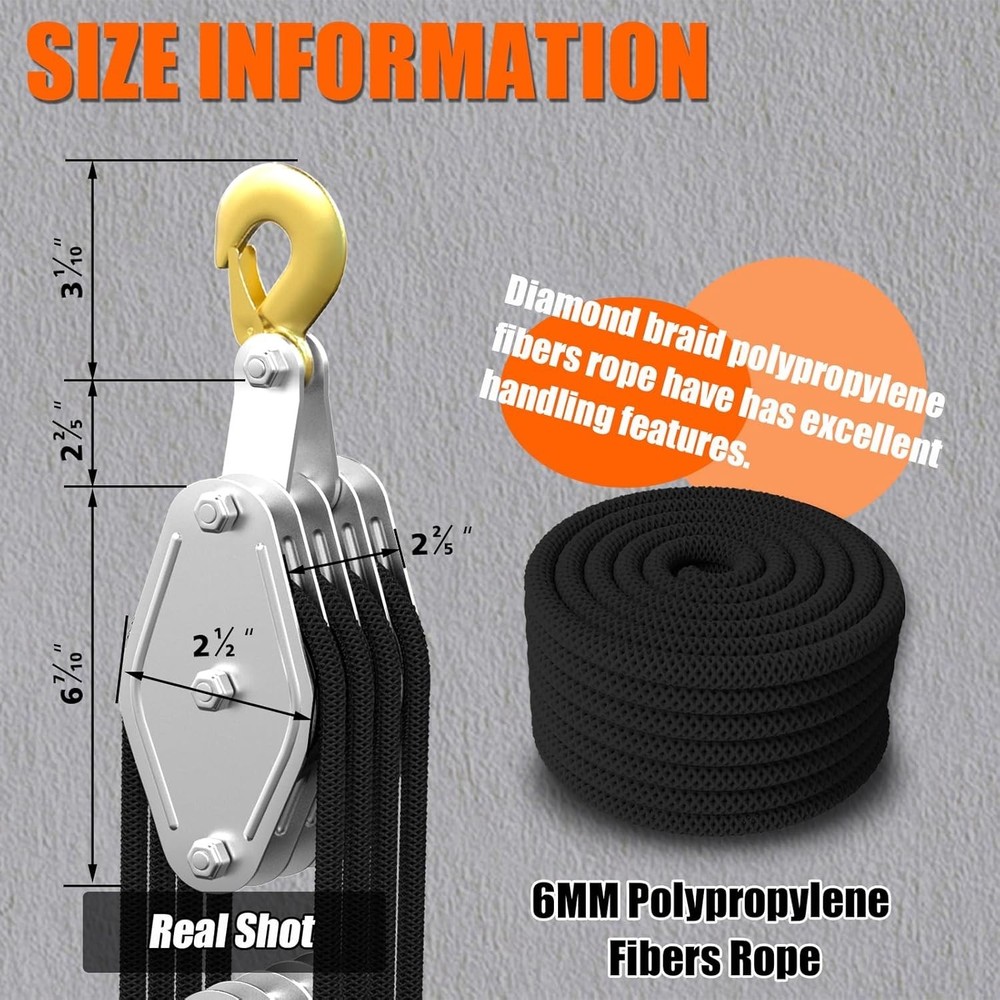 Rust-Proof 4400LB Pulley Block for Heavy Objects