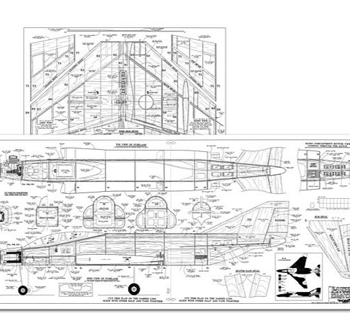 F-4 Phantom II 58" Wingspan RC Model Airplane Printed Plans & Templates