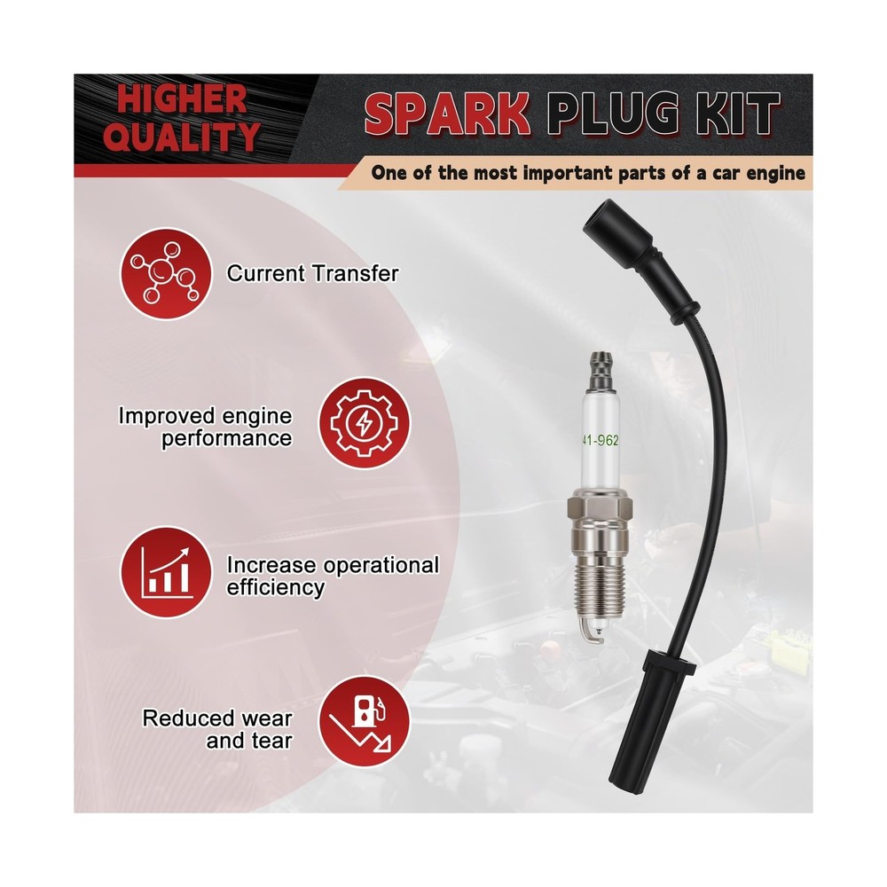 41-962 Iridium Spark Plugs & 9748HH Spark Plug Wires Compatible wit... Fast Ship
