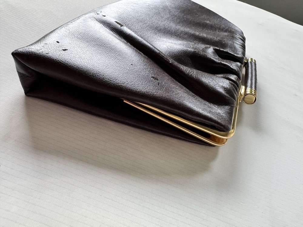 Brown Vintage Ande Clutch With Gold Clasp