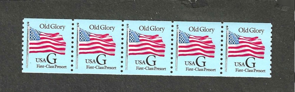 #2888 "G" COIL STRIP/5 -OLD GLORY PRE-SORT MNH