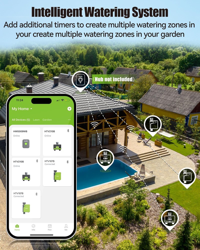 RAINPOINT Bluetooth Water Timer for Garden Hose Smart Hose Timer 2 Outlet(Not...