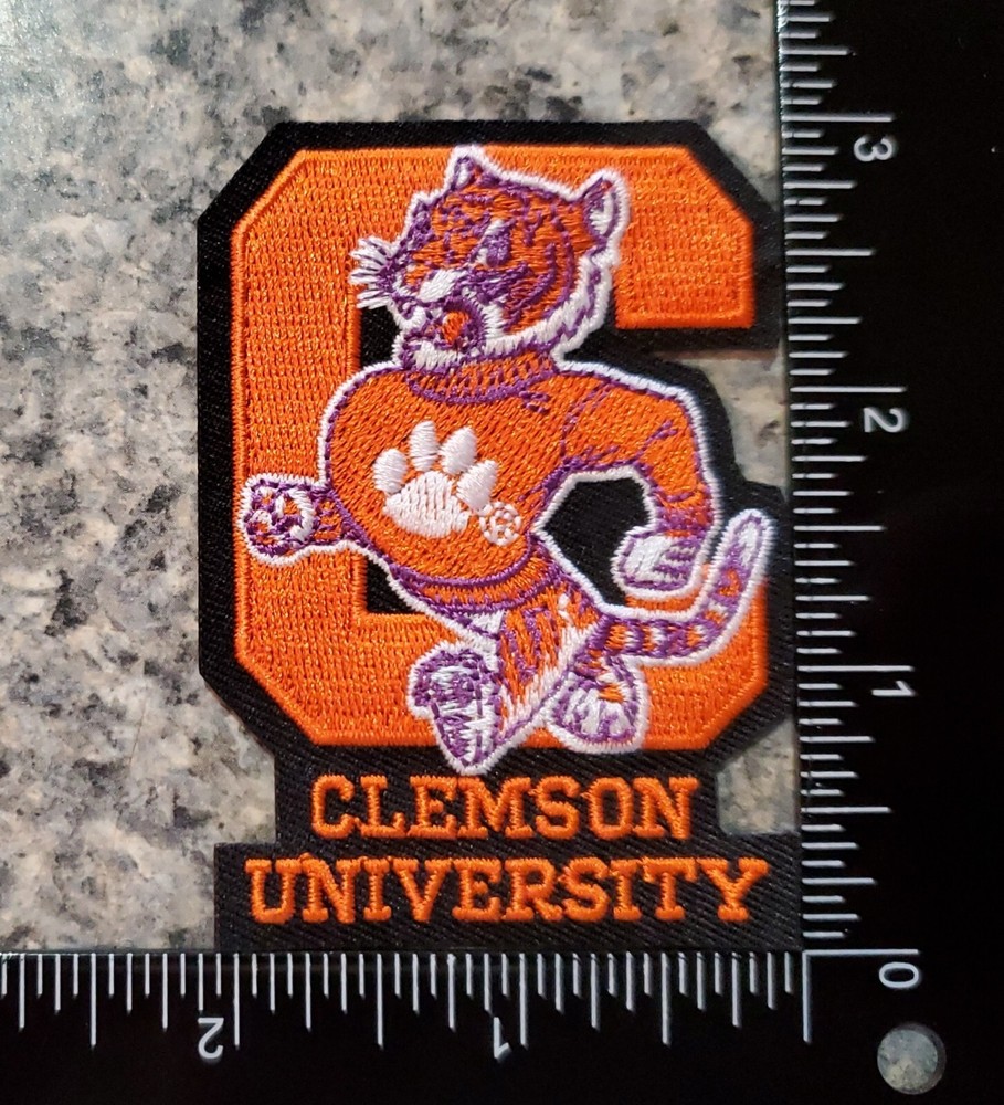 Clemson Vintage Style Patch. Fully Embroidered. Iron On Backing. 3"x2"