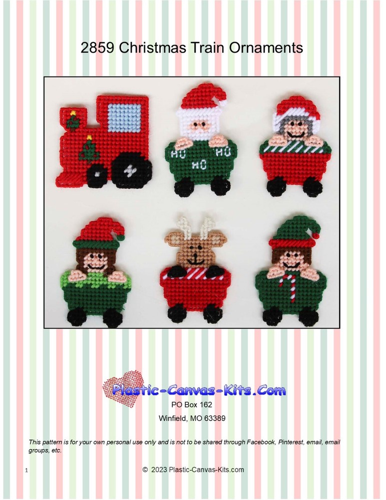 Christmas Train Ornaments-Plastic Canvas Pattern or Kit