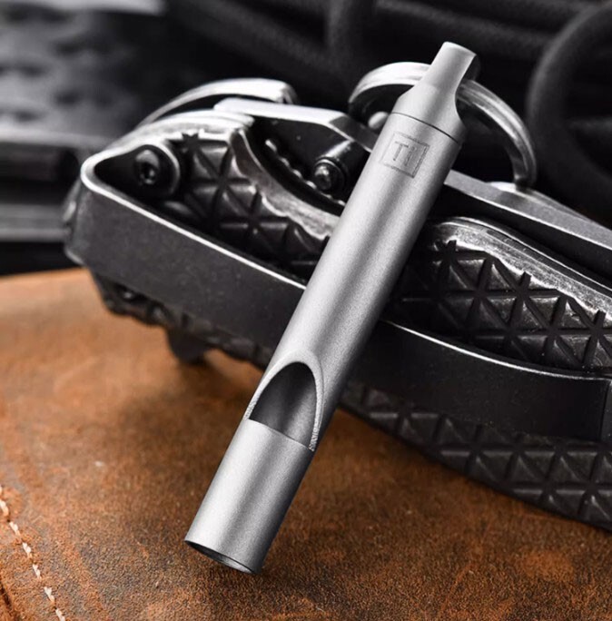 Titanium Alloy Whistle Training Command Warning Tool Keychain Necklace EDC