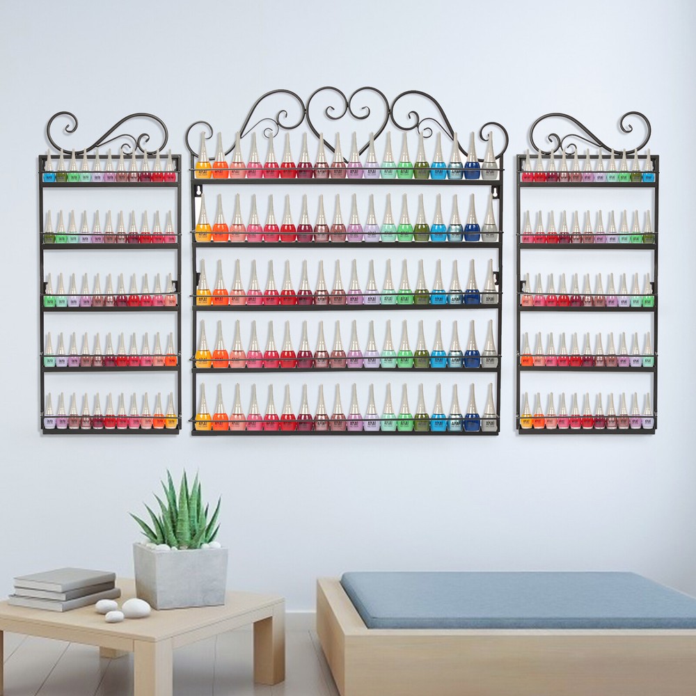 5 Tier Nail Polish Rack Metal Display Organizer Wall Mounted Holder Stand Assemb