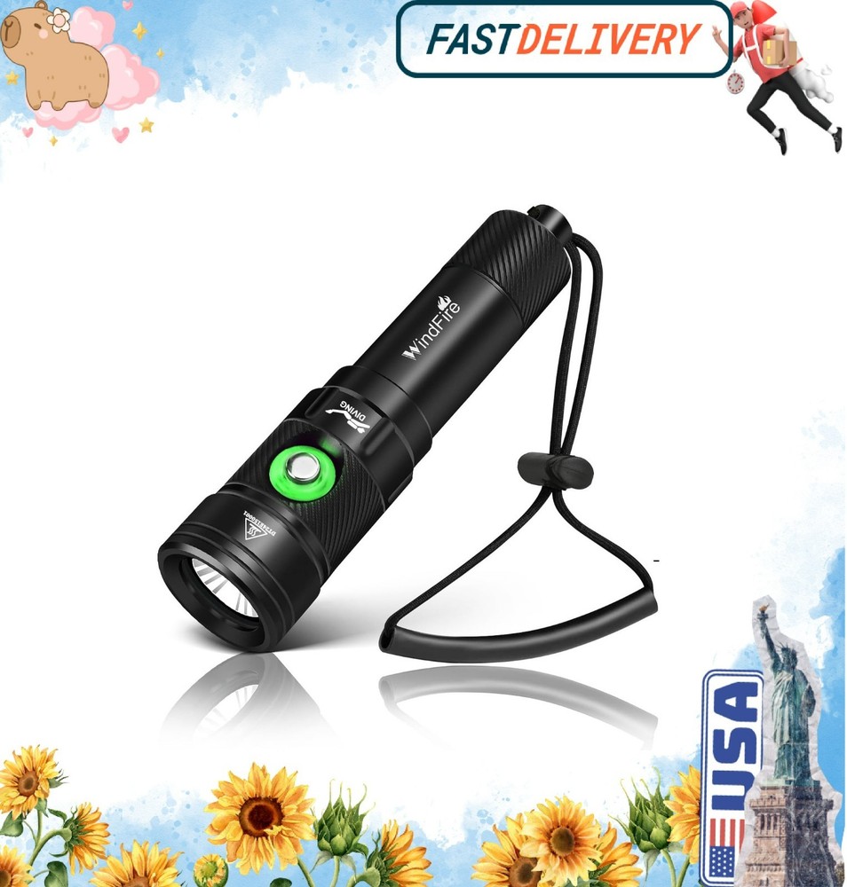 WindFire Dive Lights Scuba Diving Flashlight, Waterproof 262 ft Underwater