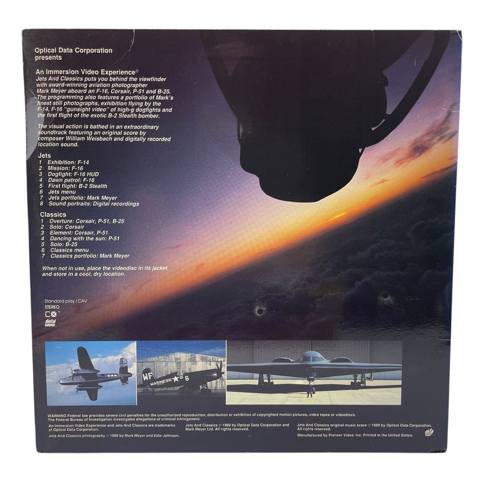 Jets and Classics LaserDisc 1989 Aviation Documentary Immersion Video