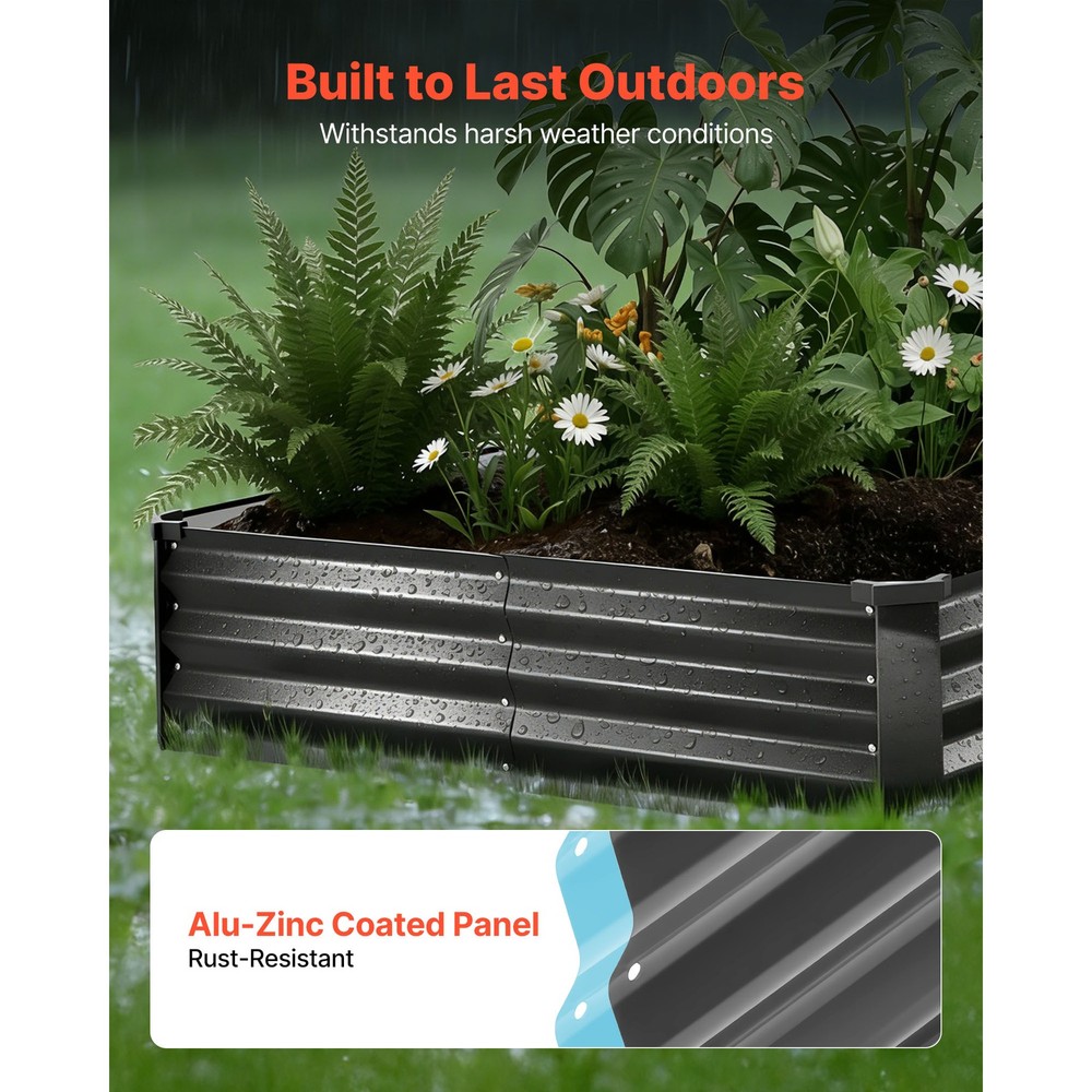 Uimoso 2Pack Galvanized Steel Raised Garden Beds 8x4x1ft Rectangular Planter Box