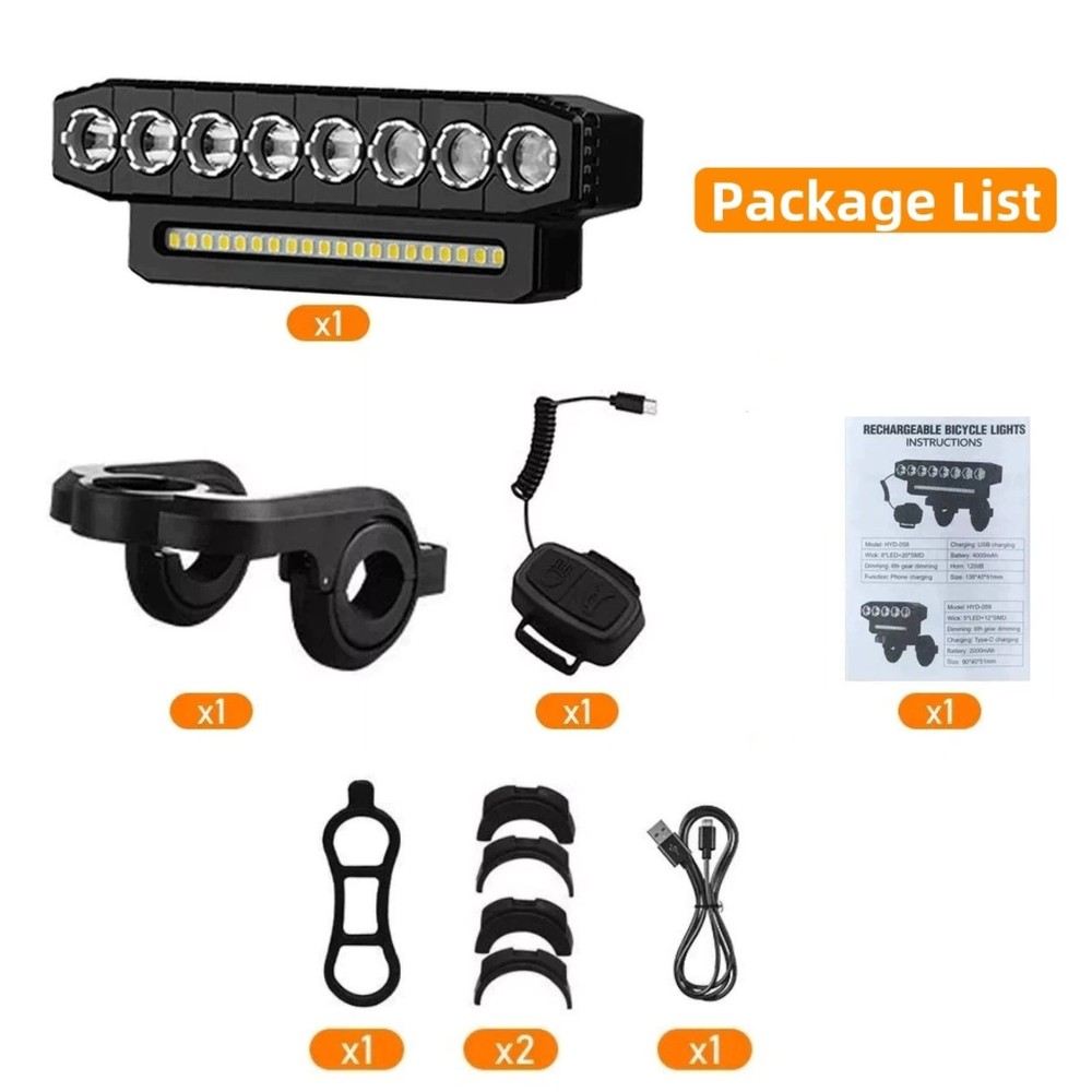Bicycle Front Headlight Super Bright LED Bike Light Support 6 Lighting Mode