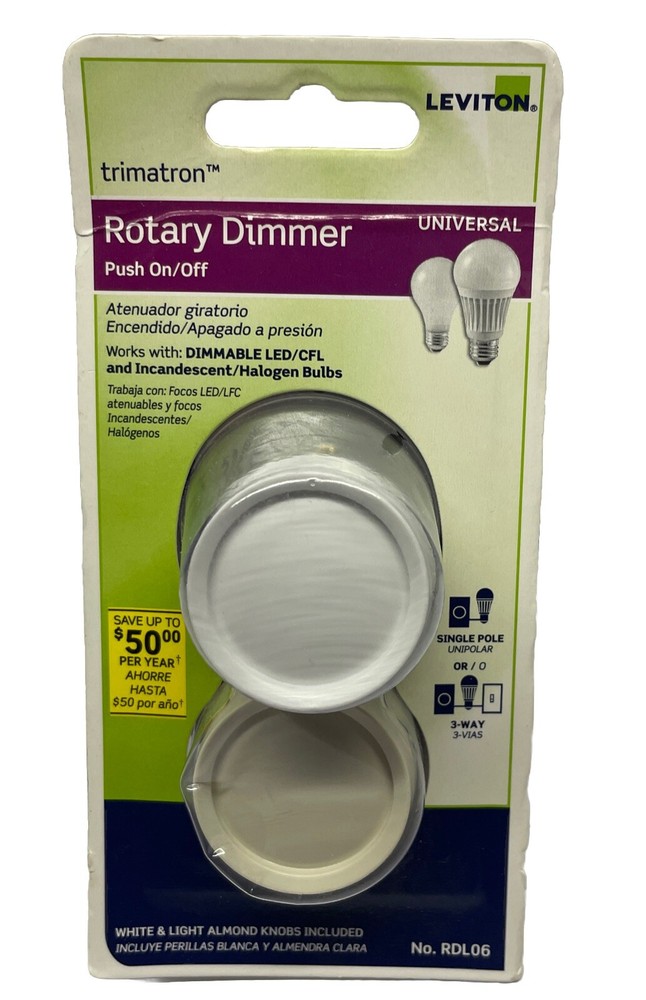 Leviton R00-RDL06-0TW Dimmer, White/Light Almond