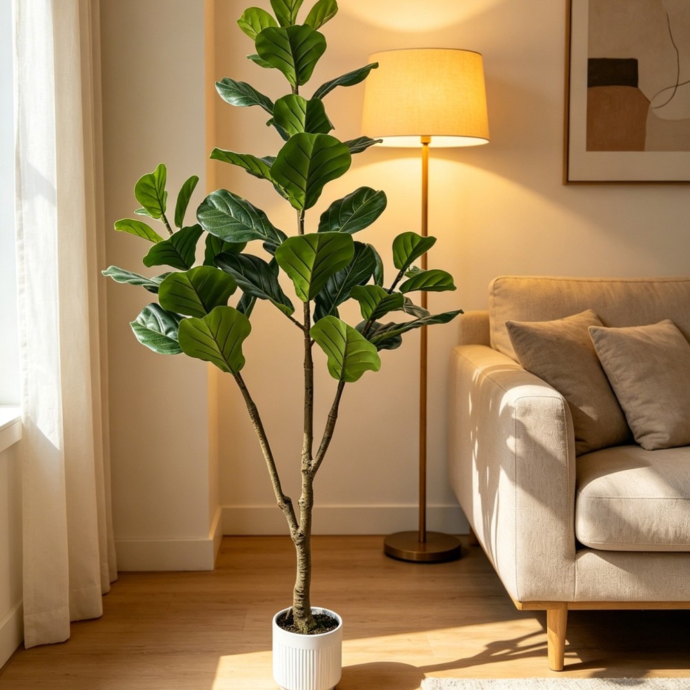 5FT Artificial Fiddle Leaf Fig Tree Tall Fake Plant Artificial Tree Home Decor