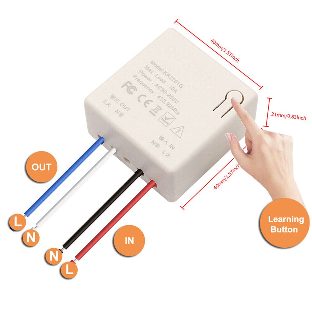 Smart Switch Light Wireless RF-433Mhz Wall Panel Switch Remote-Control Receiver