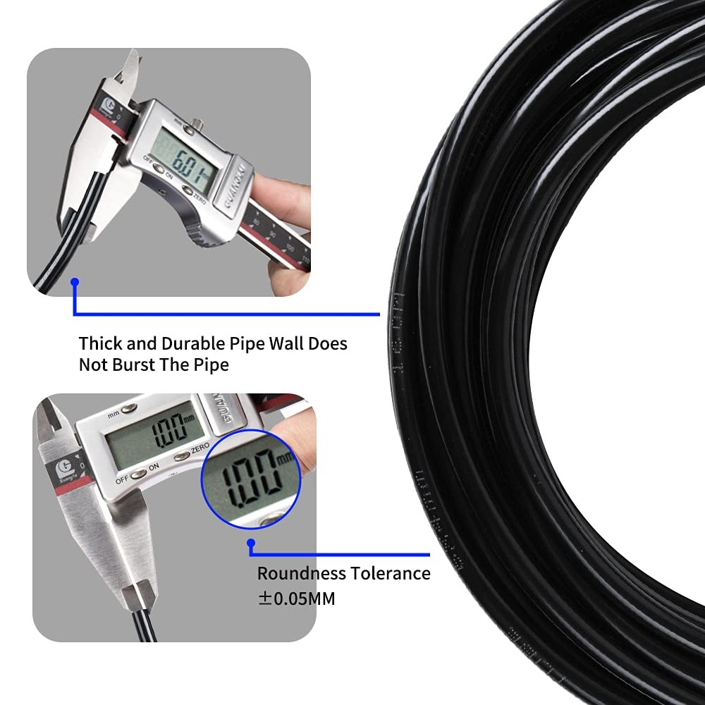 Pneumatic Tubing Black PU Air hose Pipe Tube Kit 6mm OD 4mm ID 39.4ft/12 Mete...