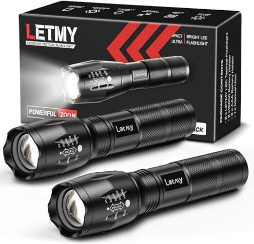 Tactical Flashlight S2000-2 Pack Bright Military Grade LED 2 PACK Black
