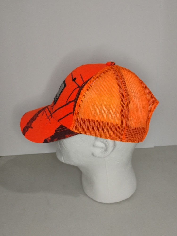 Mossy Oak Blaze Orange Logo Patch Snapback Hat Cap