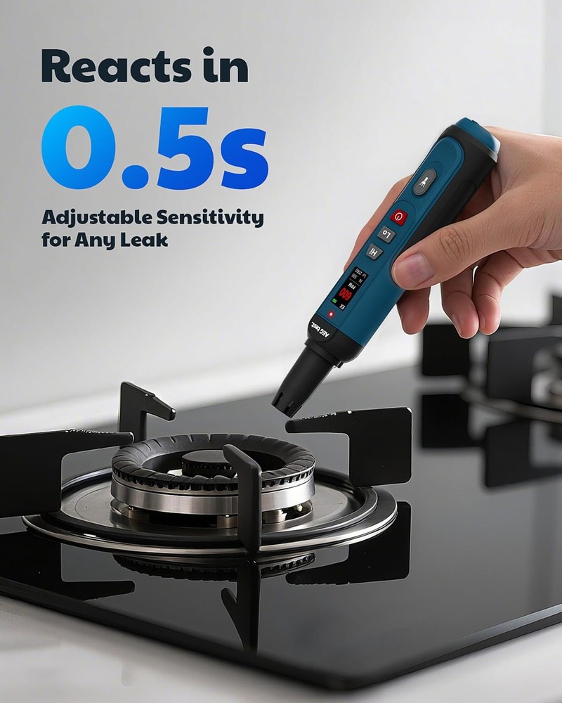 AGT-1988 Rechargeable Natural Gas Detector, Gas Leak Detector with TFT Displa...