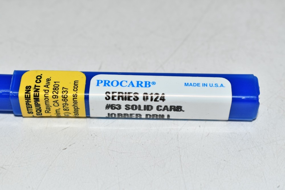 NEW Procarb 0124 #63 Solid Carbide Jobber Drill Bit Cutter