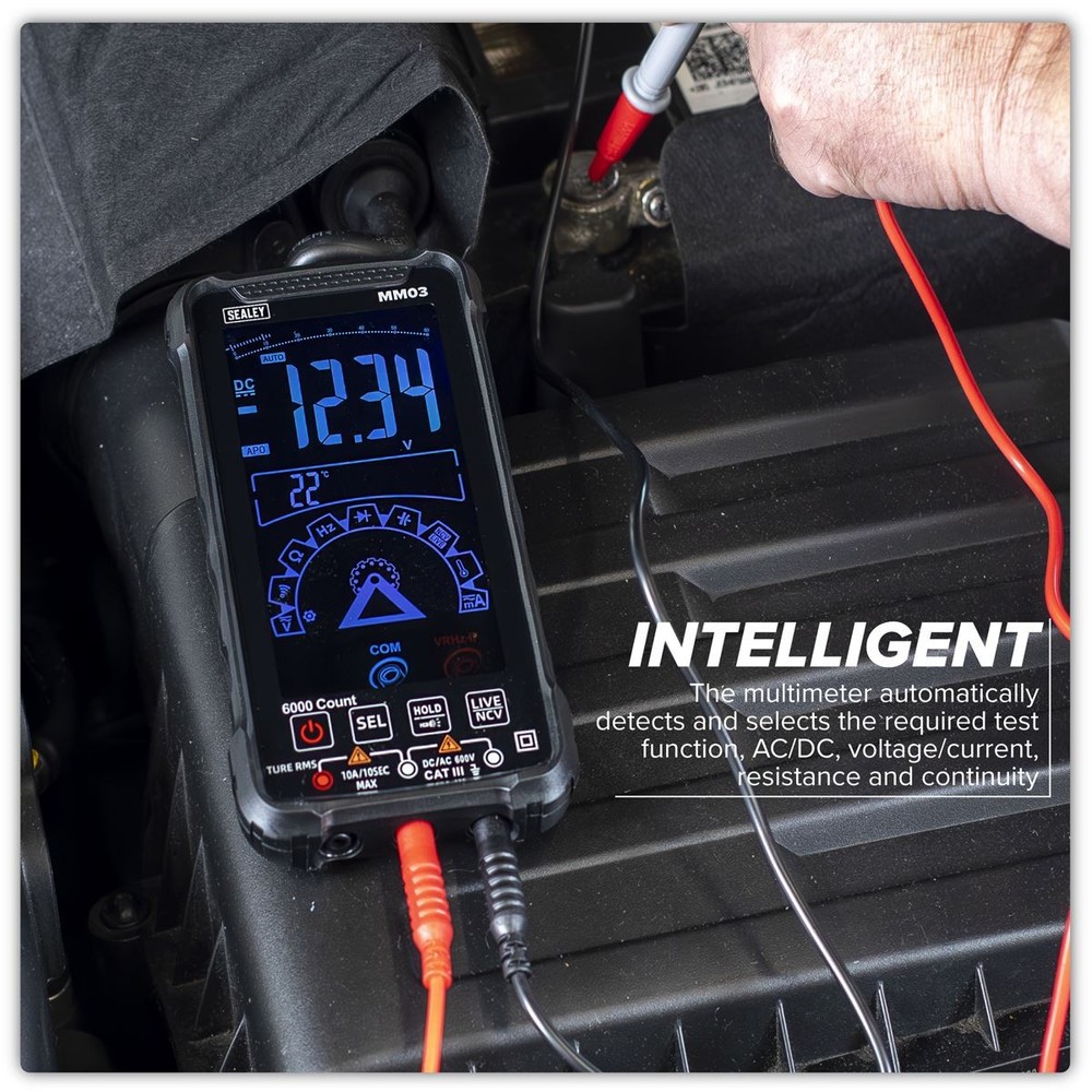 Sealey Touchscreen Auto Ranging Digital Smart Multimeter 10 Function MM03