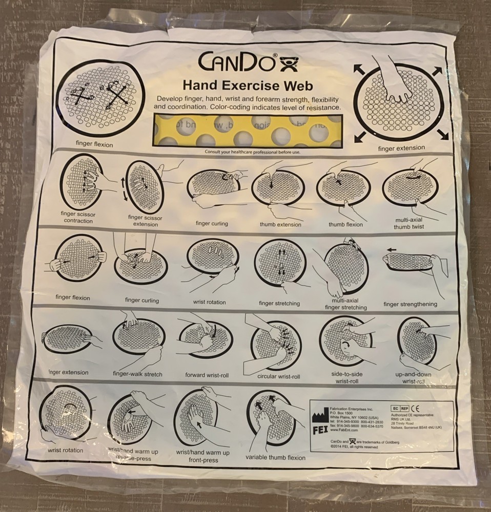 EUC CanDo Hand Exercise Web - Large 14" Diameter - Yellow/Green (x-light/medium)