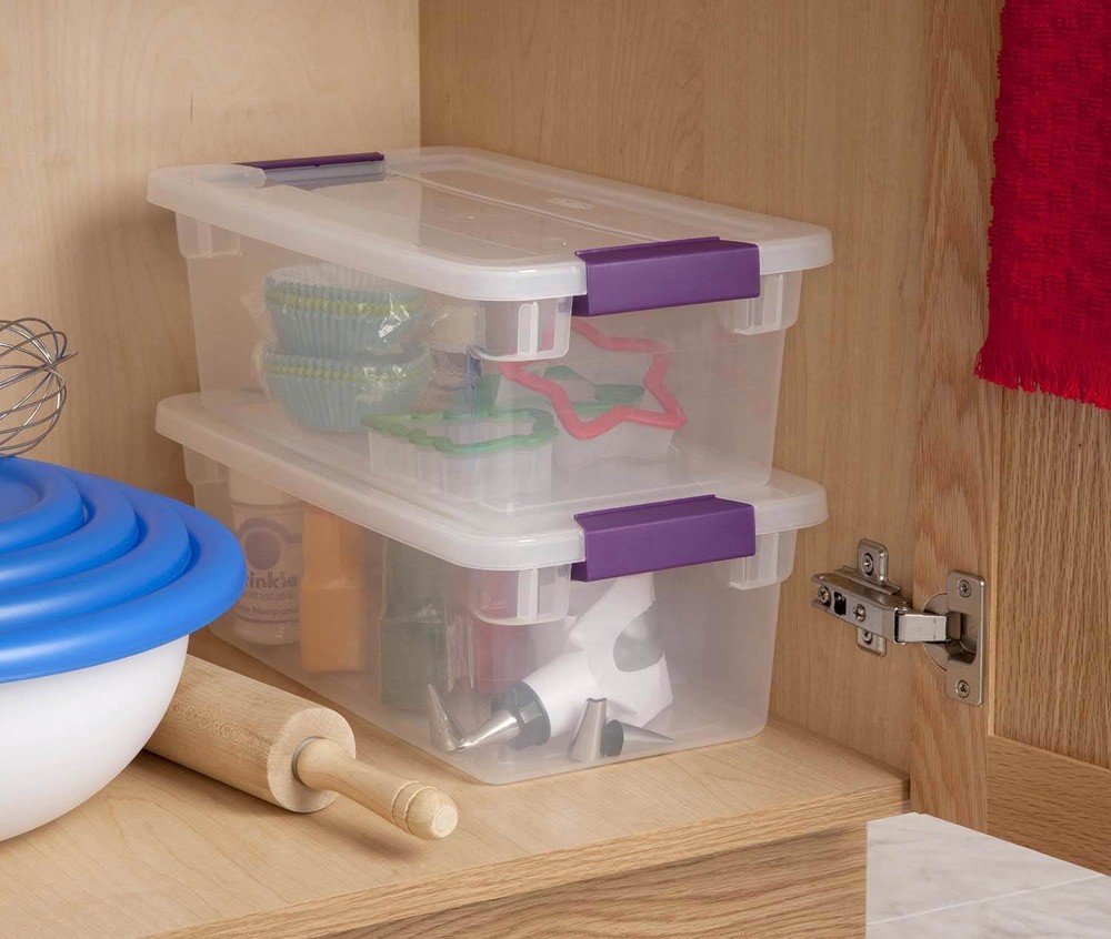 Sterilite 6 Quart Plastic ClearView Latch Box Storage Container Tote, 12 Pack