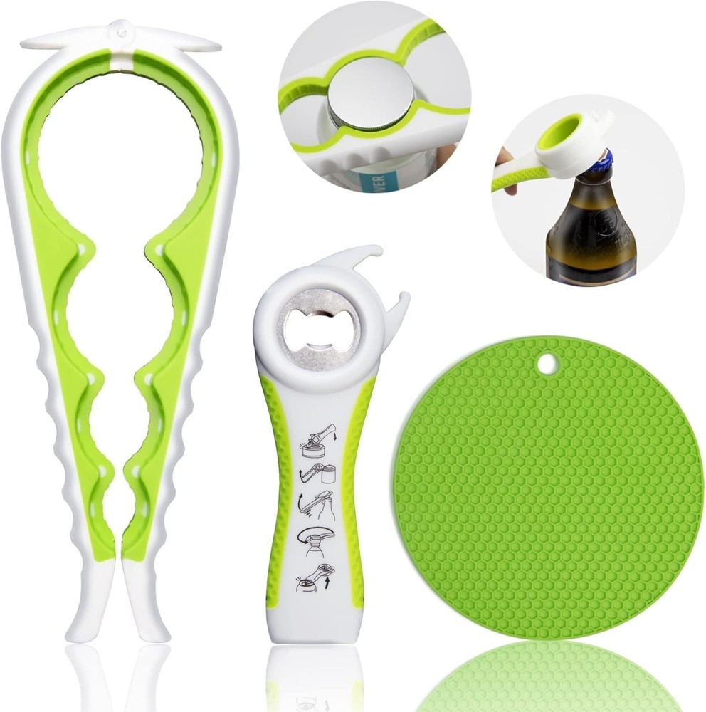 Jar Opener Weak Hands Seniors W/ Arthritis 5 in 1 Multi Function Bottle Opener