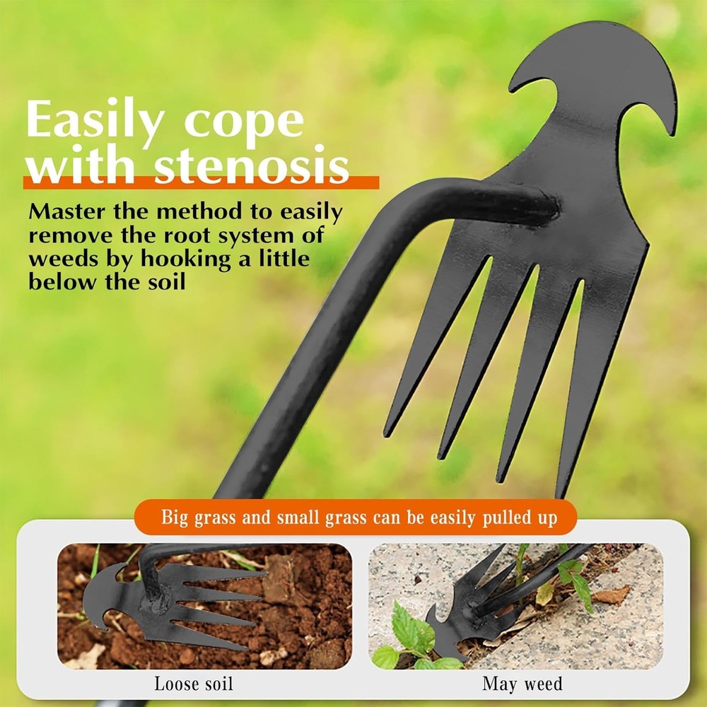 Weed Puller Tool Garden Weed Pulling Tool– 15.7” Portable Garden Weeder, 4 Teeth
