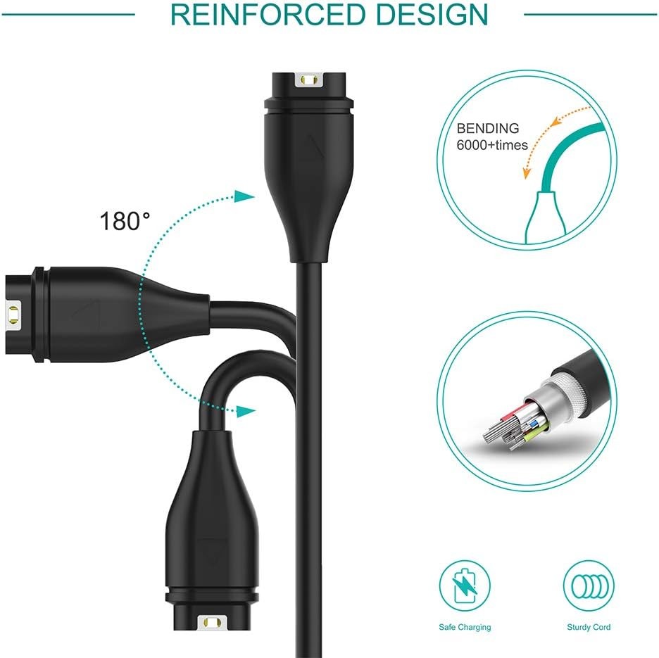 Charger Cable Compatible with Garmin Watch - 2 Pack - 1M