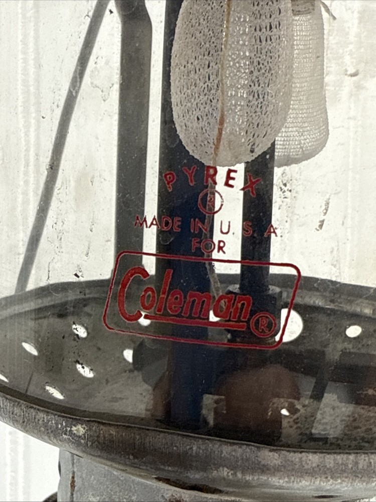 1955 COLEMAN DOUBLE MANTLE LANTERN MODEL 220F Dated 4/60 Pyrex Globe 220E*