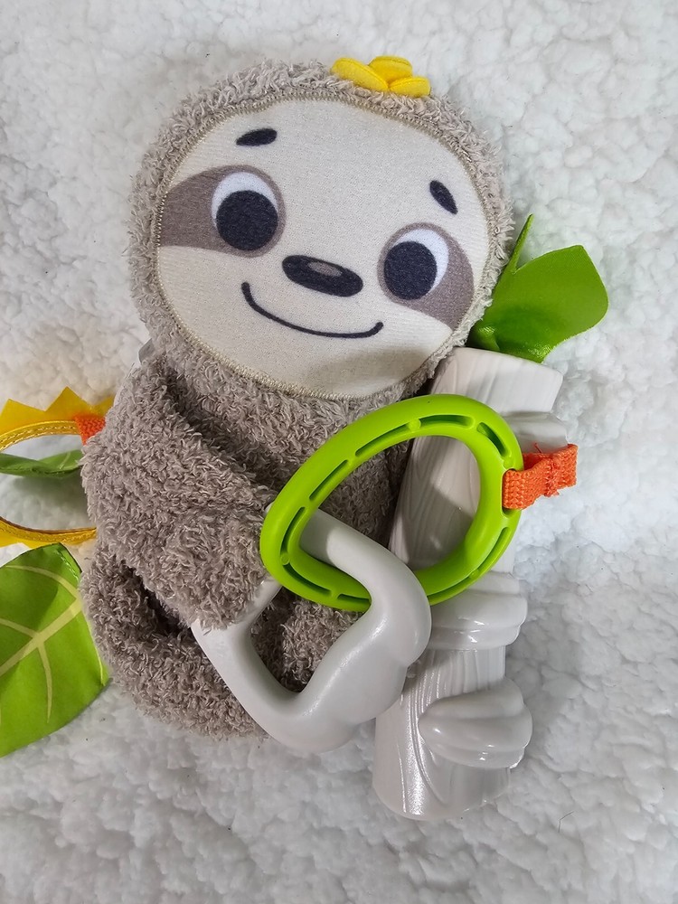 Fisher Price Sloth Plush Toy for Stroller Teether Crinkle Multicolor 7" Stuffed
