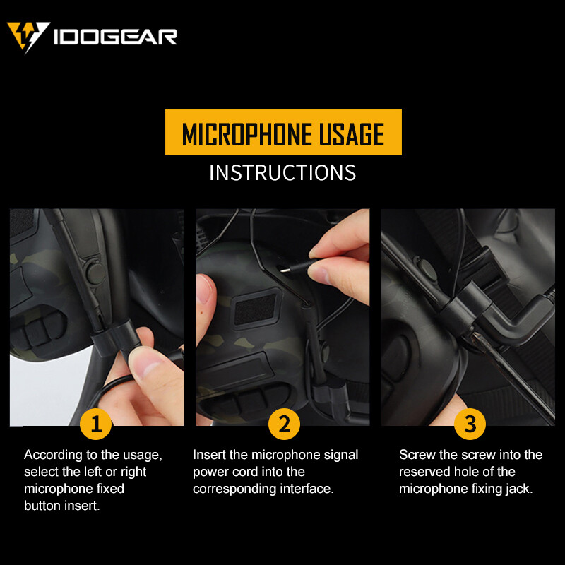 IDOGEAR Electronic Headset Ear Muffs No Battery Version For Helmet Paintball