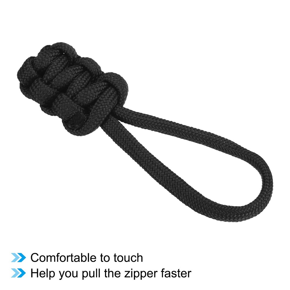15pcs Zipper Pulls Replacement Extension Cord Handle Fix Pull Tab Black
