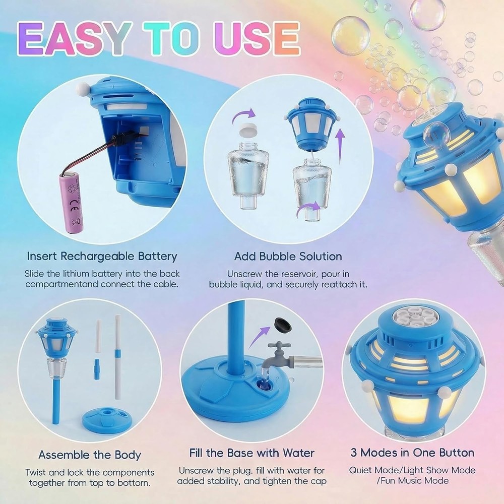 Bubble Stand Machine with Lights and Music,Automatic Bubble Blower Maker