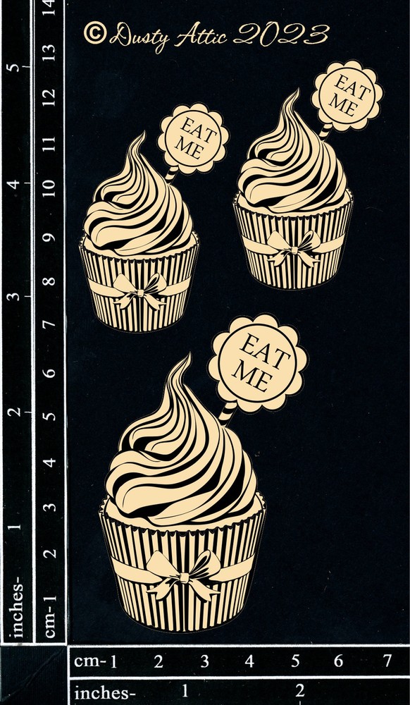 Dusty Attic Chipboard 3x5 - Alice Elements #10 - Cupcakes, DA3555