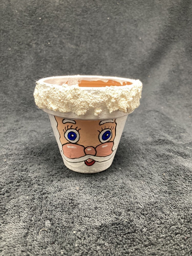 Hand painted Santa flower pot